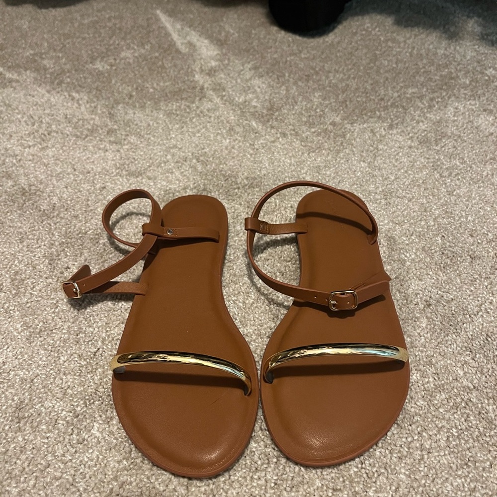Brown Sandals with Gold Accent